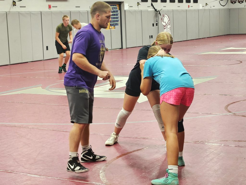 West Salem graduate and Loras (Iowa) coach Devin Bahr was guest instructor at a wrestling clinic in Holmen on Monday. -- TODD SOMMERFELDT PHOTO