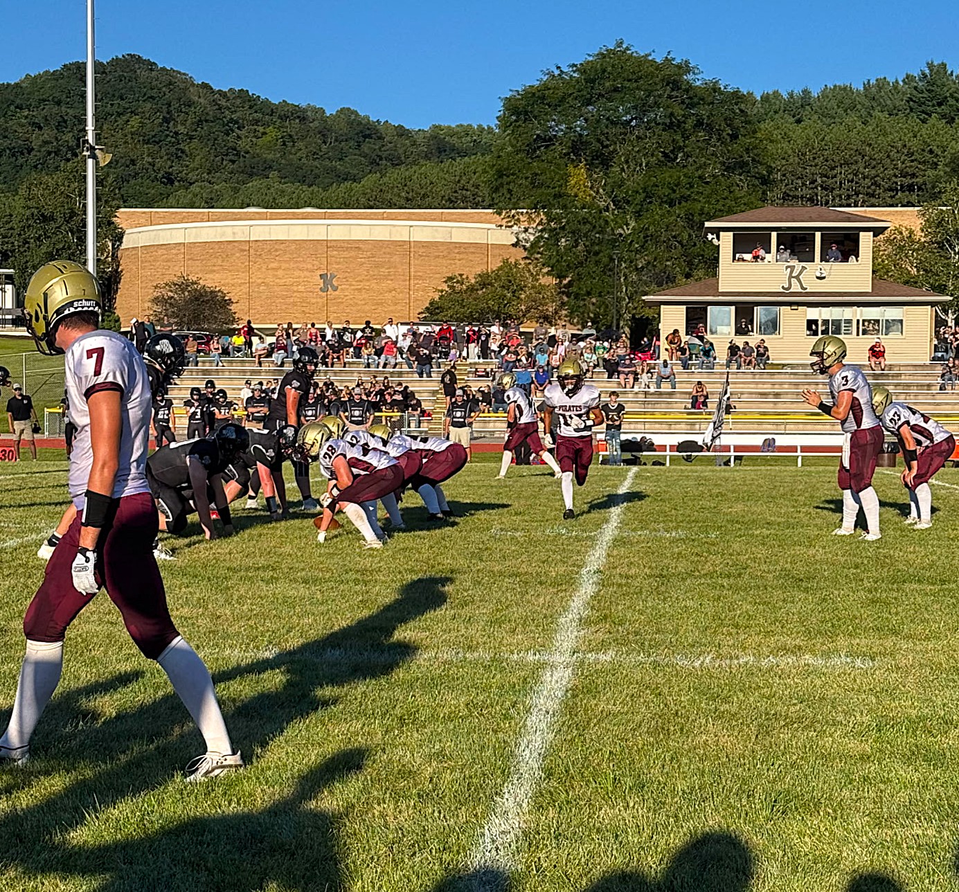 The De Soto football team lines up for a snap against Kickapoo/La Farge. -- SUBMITTED PHOTO