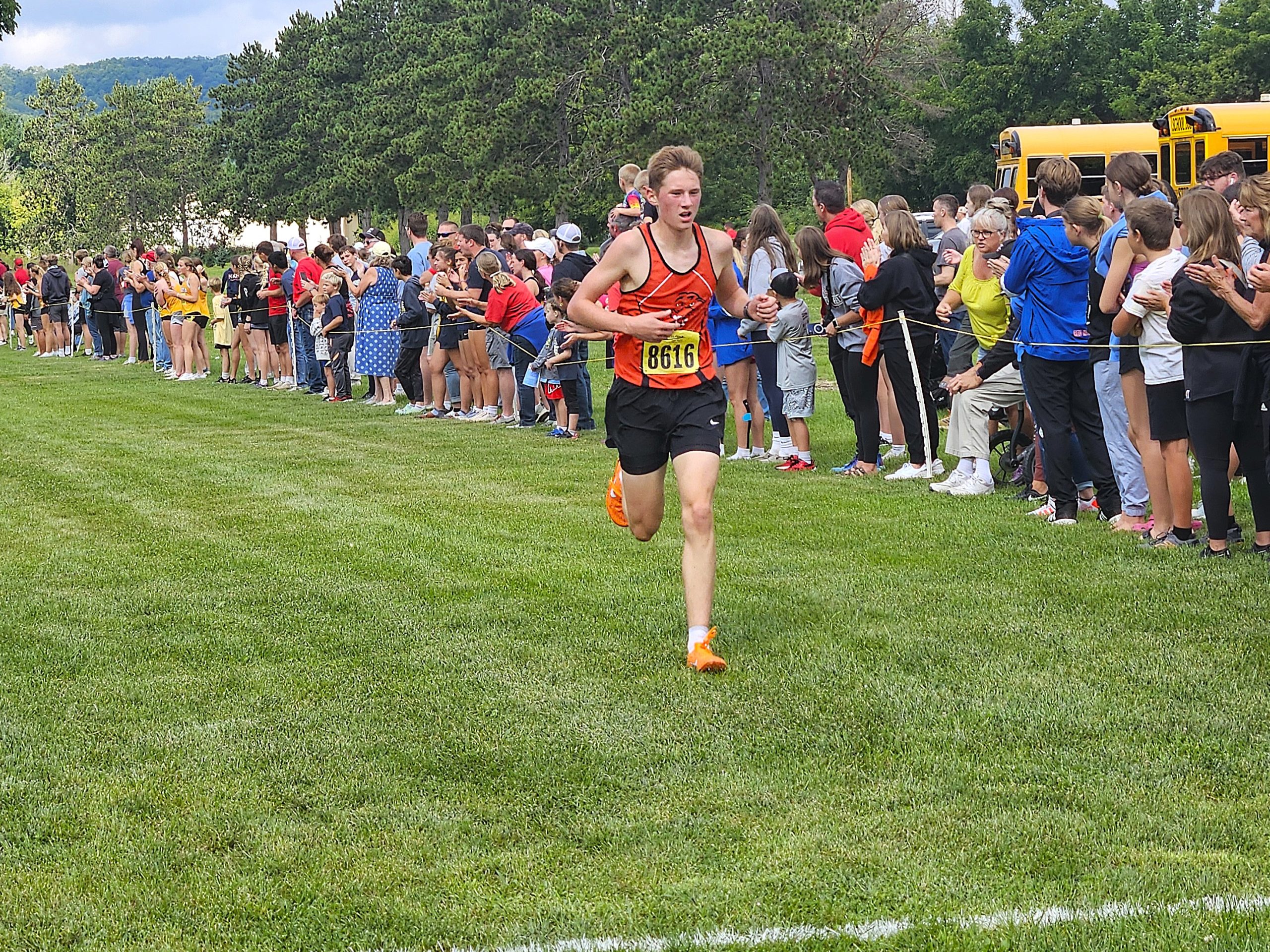 West Salem's Carson Gronemus approaches the finish line during the Gale Johnson Invitational at Maple Grove Venues. -- TODD SOMMERFELDT PHOTO