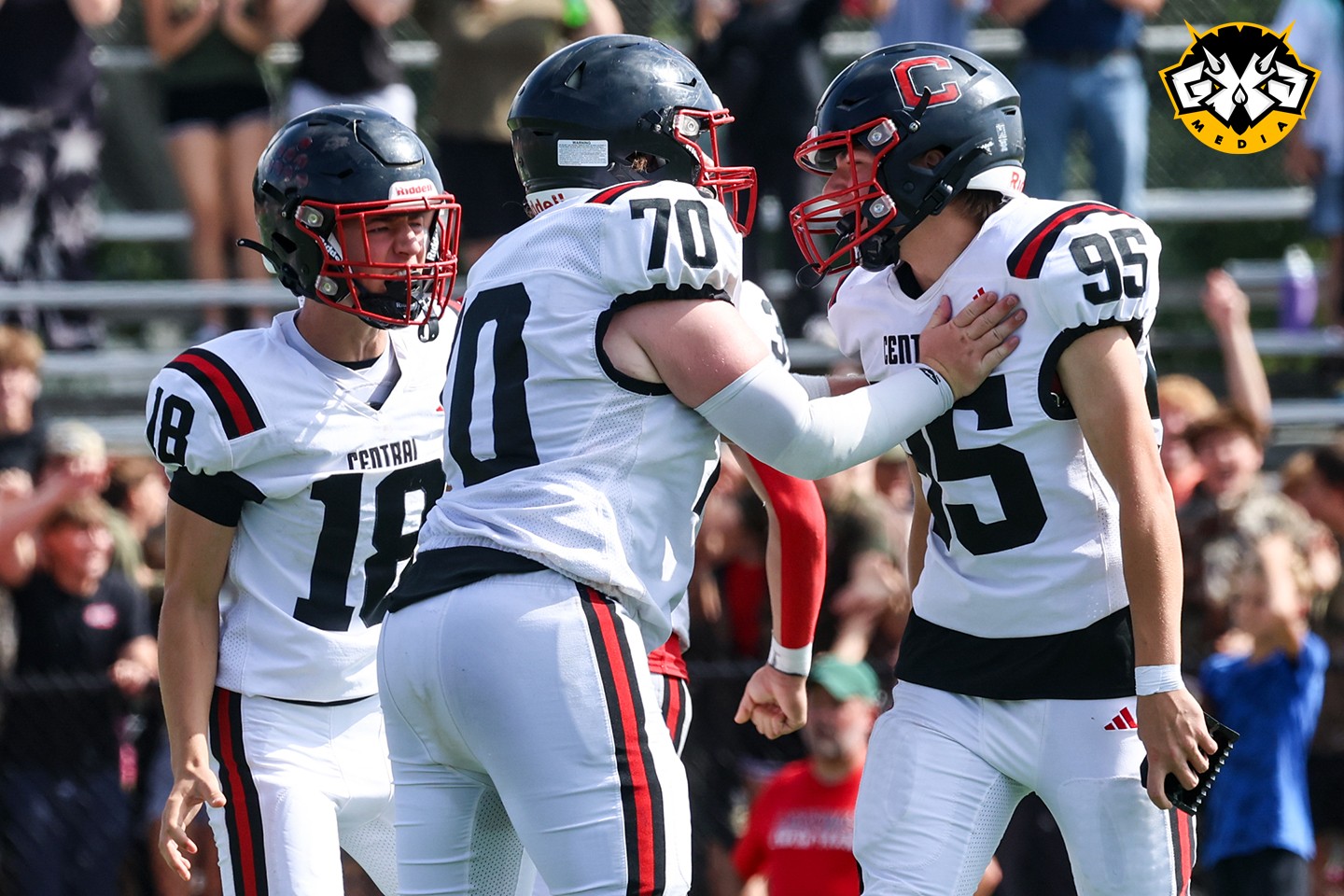 Central junior Charlie Buxton (95) kicked the winning extra point in Saturday's 13-12 MVC victory over Logan at Swanson Field. -- LOGAN EVERSON PHOTO/GX3 MEDIA