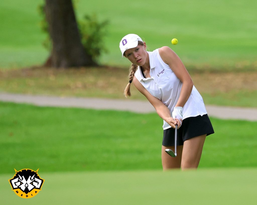 Onalaska's Rickie Tillotson chips towards the 15 green during Wednesday's Division 1 regional in Tomah. Tillotson played even on the par five hole and went on to lead the Hilltoppers with a score of 85. Tillotson was third overall and OHS was second as a team (352) behind meet winner, Tomah (332). Photo by NATE BEIER/GX3 Media