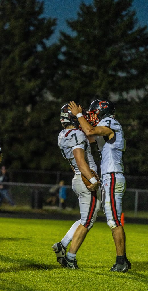 Central celebrates during a 20-6 football victory over Holmen. -- KAYLIE ZIELKE PHOTO