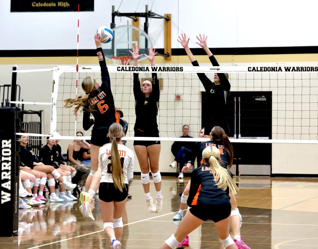 The Caledonia volleyball team beat Lake City in an MSHSL Section 1AA match on Thursday. -- CRAIG JOHNSON PHOTO