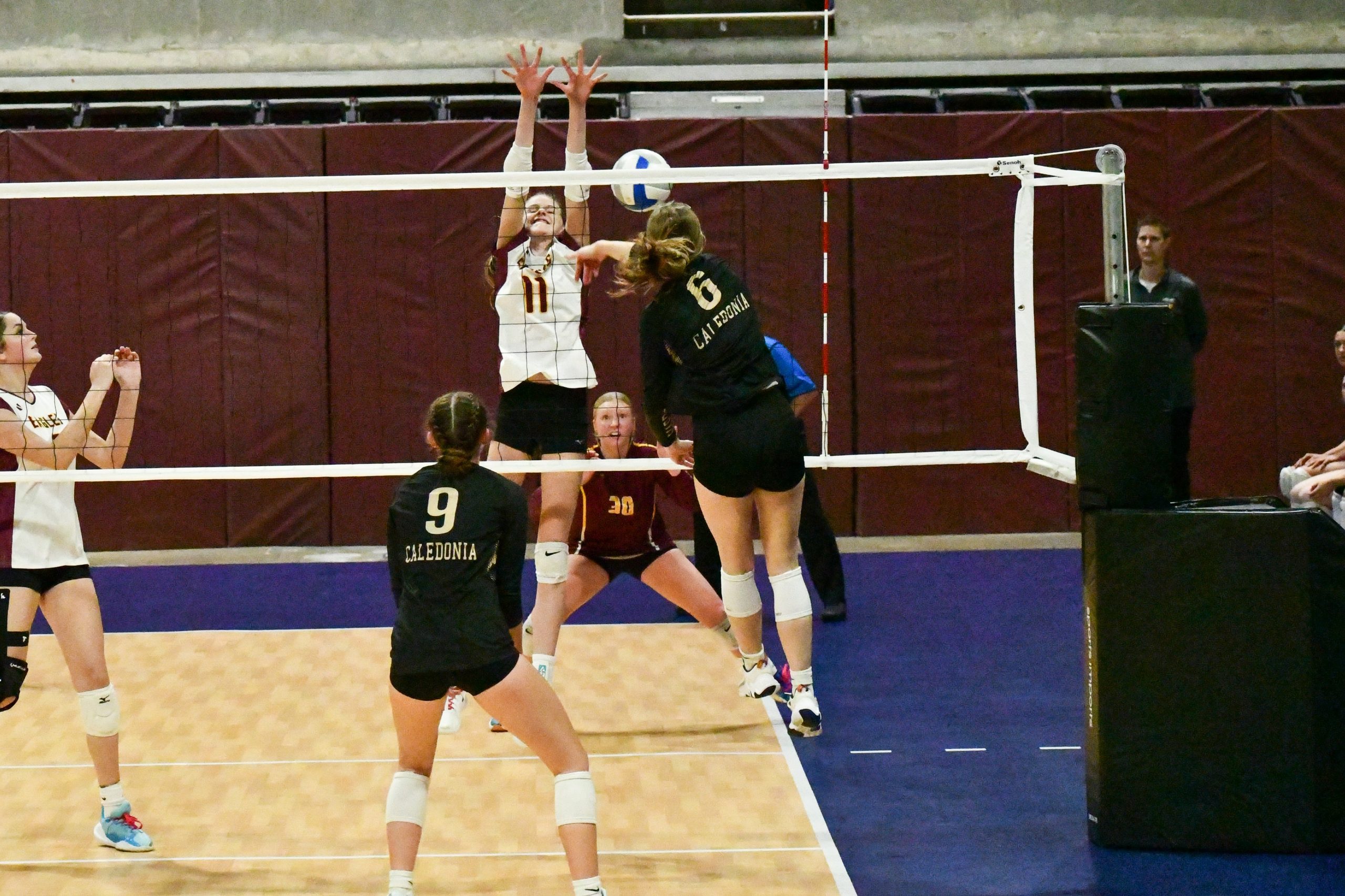 The Caledonia volleyball team beat Dover-Eyota in four sets during an MSHSL Section 1AA semifinal in Rochester. -- SUBMITTED PHOTO