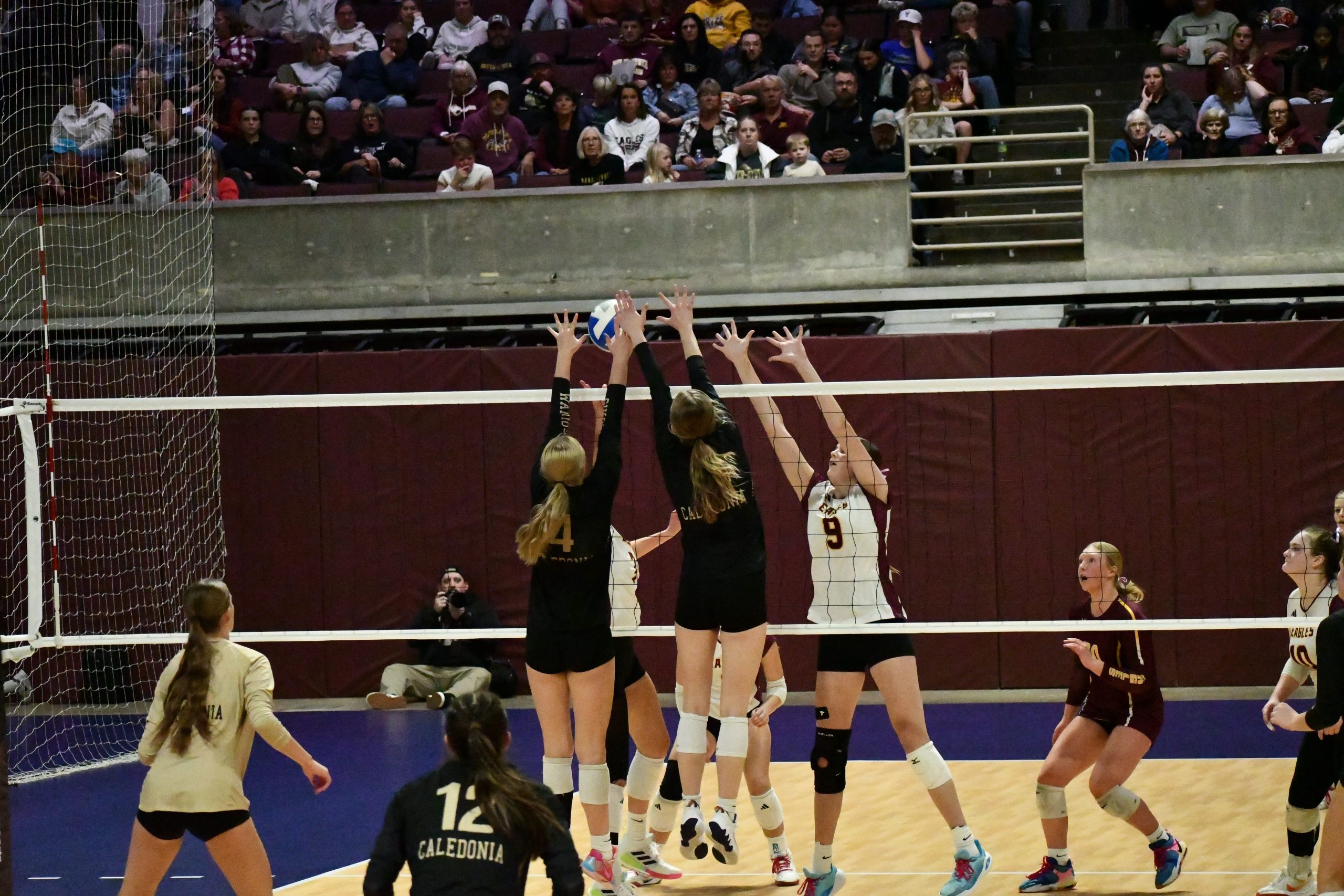 The Caledonia volleyball team beat Dover-Eyota in four sets during an MSHSL Section 1AA semifinal in Rochester. -- SUBMITTED PHOTO
