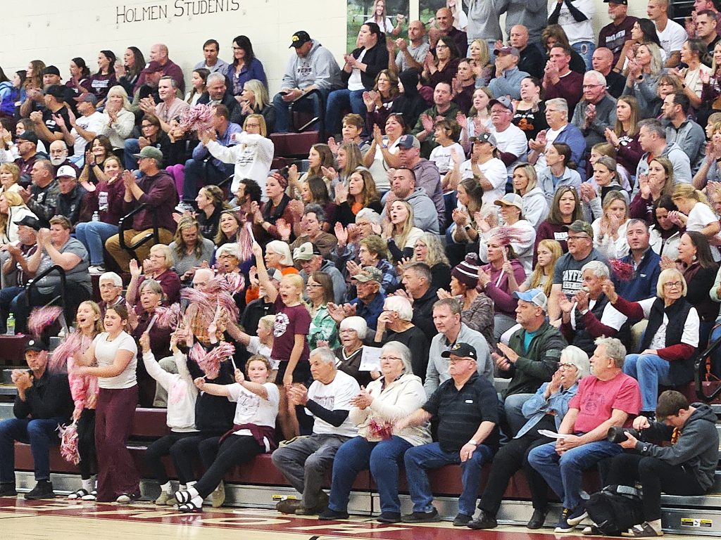 The crowd cheers on the Holmen volleyball team in its WIAA Division 1 sectional semifinal win over DeForest on Thursday. -- TODD SOMMERFELDT PHOTO