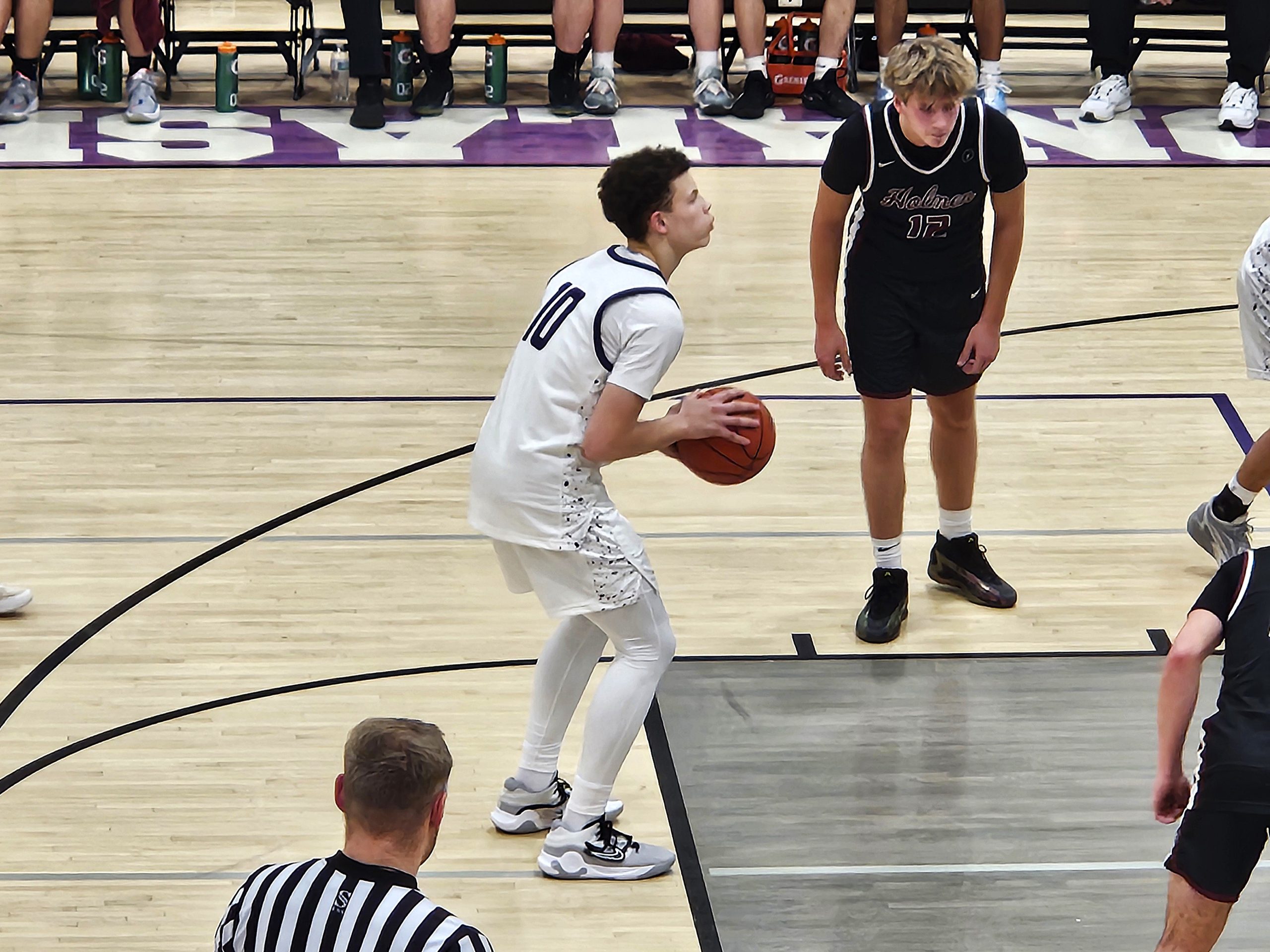 Onalaska's Gabe Whited prepares to shoot a free throw during a game against Holmen. -- TODD SOMMERFELDT PHOTO