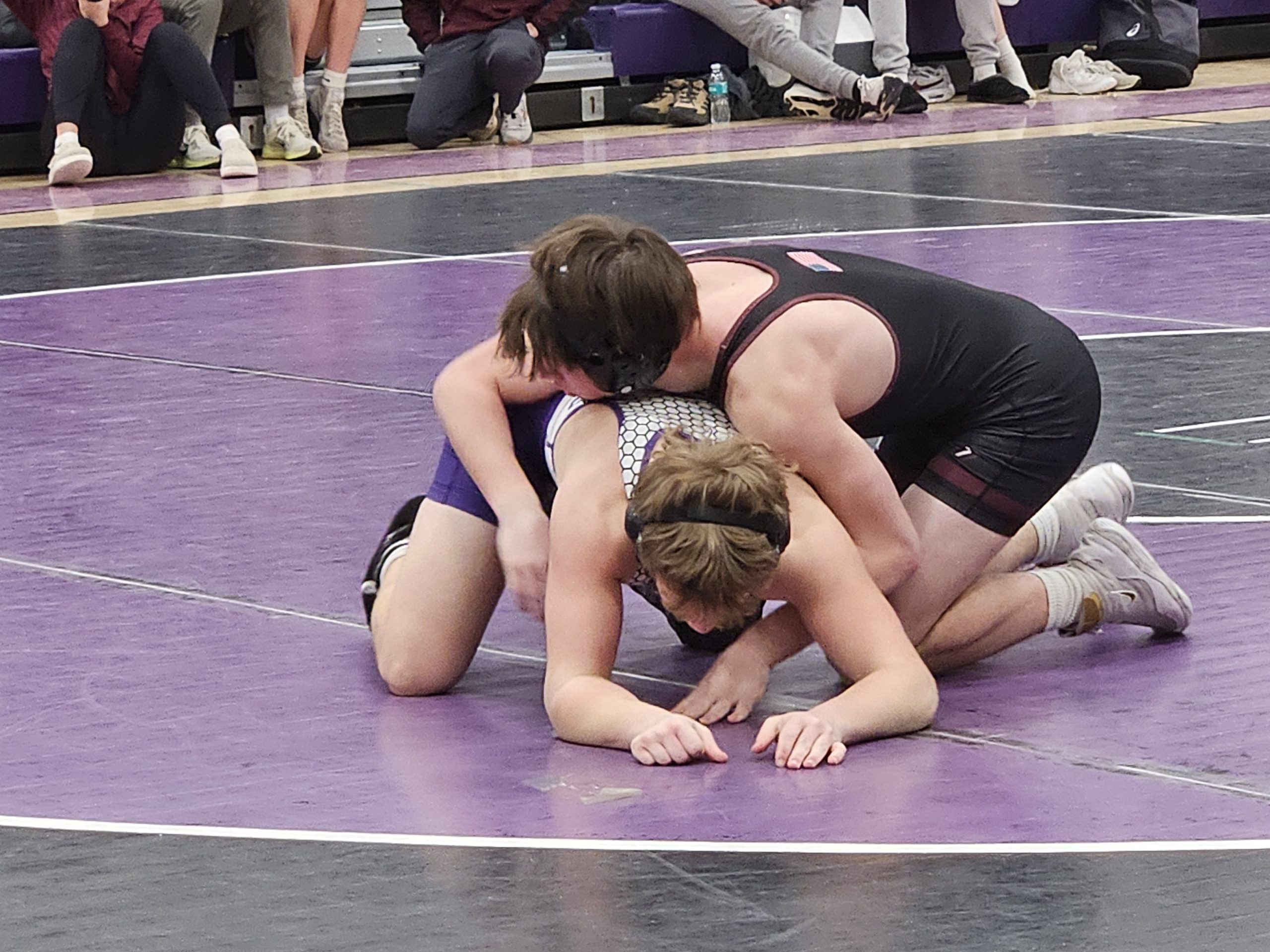 Holmen senior AJ Alesch controls Onalaska/Luther's Oliver Heiring during their 138-pound match of a dual meet on Onalaska. -- TODD SOMMERFELDT PHOTO