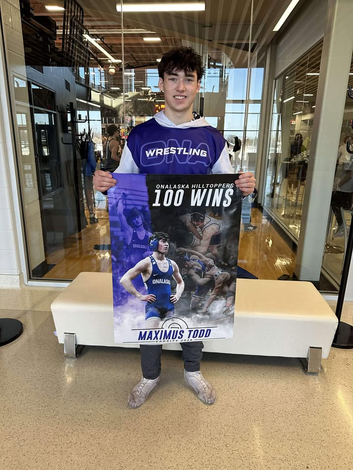 Onalaska/Luther senior Maximus Todd won his 100th career match on Saturday. -- SUBMITTED PHOTO