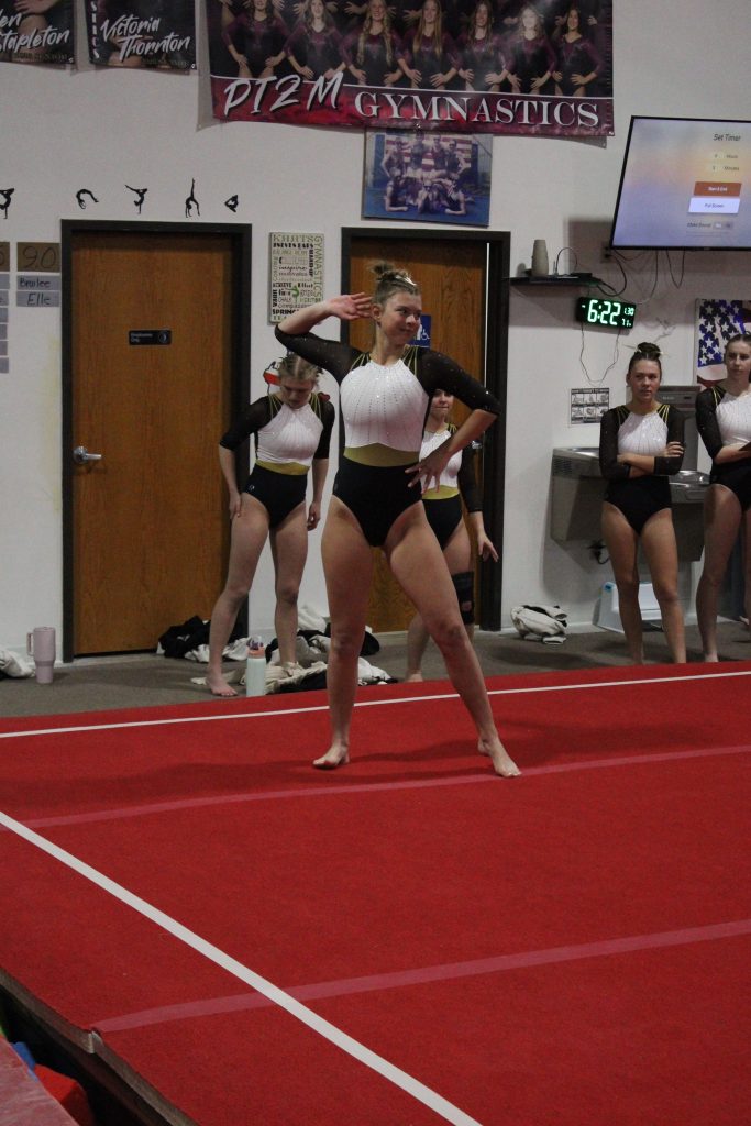 Caledonia junior Vivian Kittleson is headed to the MSHSL state gymnastics meet after qualifying on the balance beam. -- ELLIA HOSCHEIT PHOTO