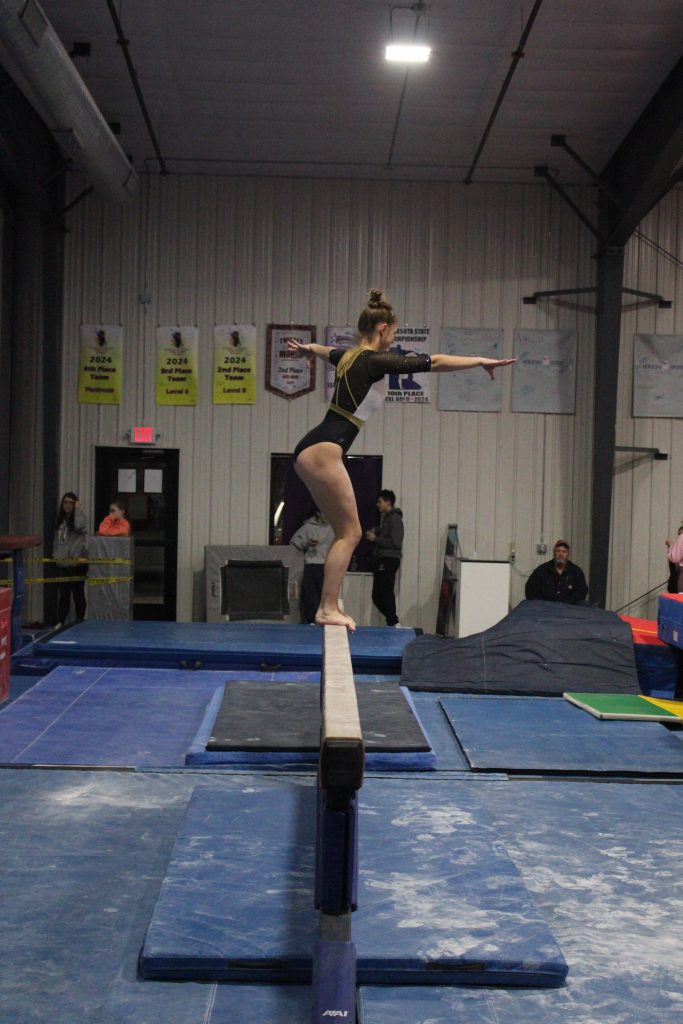 Caledonia junior Vivian Kittleson is headed to the MSHSL state gymnastics meet after qualifying on the balance beam. -- ELLIA HOSCHEIT PHOTO