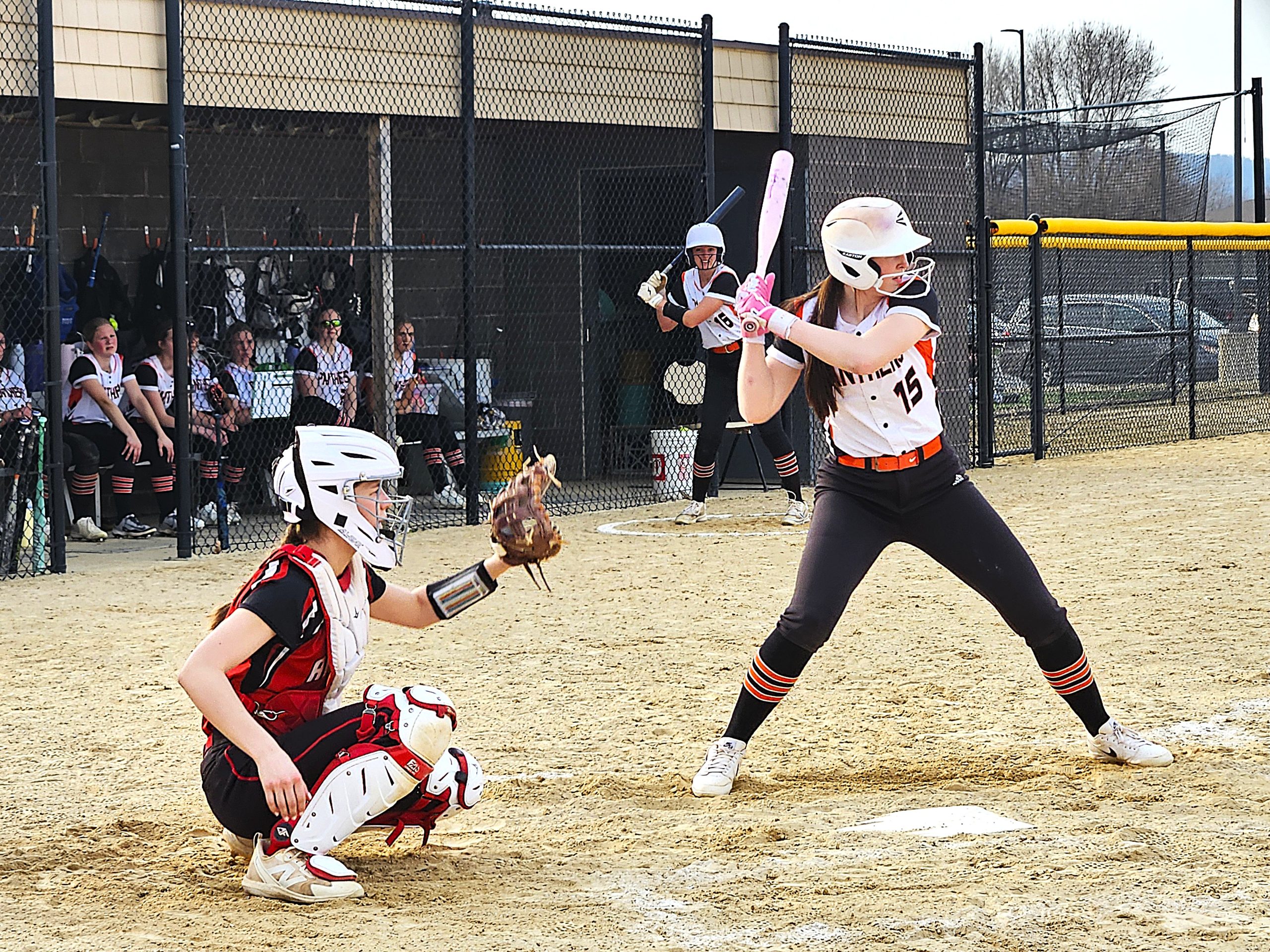 West Salem sophomore first baseman Ava Hendrickson waits for a pitch against Arcadia on Monday. -- TODD SOMMERFELDT PHOTO