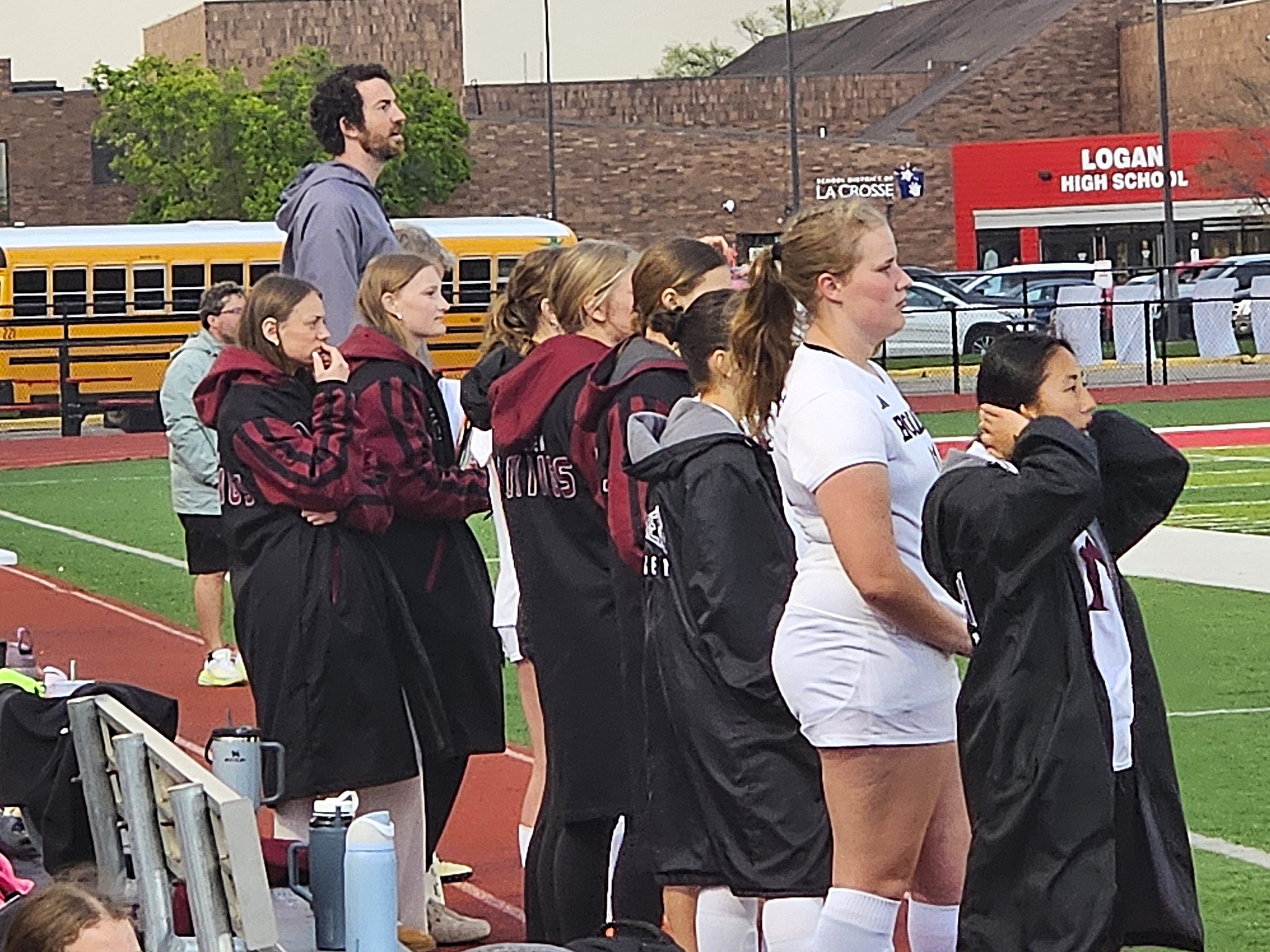 The Holmen girls soccer team watches the action during Monday's MVC matchup against Logan/Luther. -- TODD SOMMERFELDT PHOTO