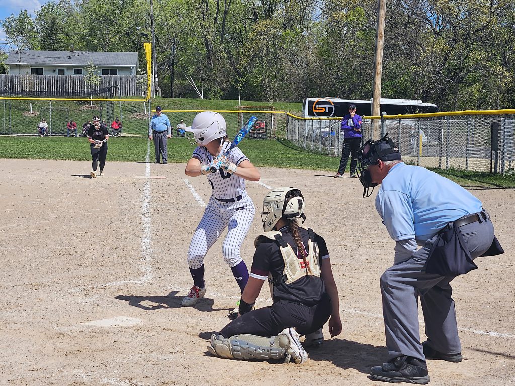 Onalaska's MJ Heit awaits the pitch during an at-bat against Menomonie. -- TODD SOMMERFELDT PHOTO