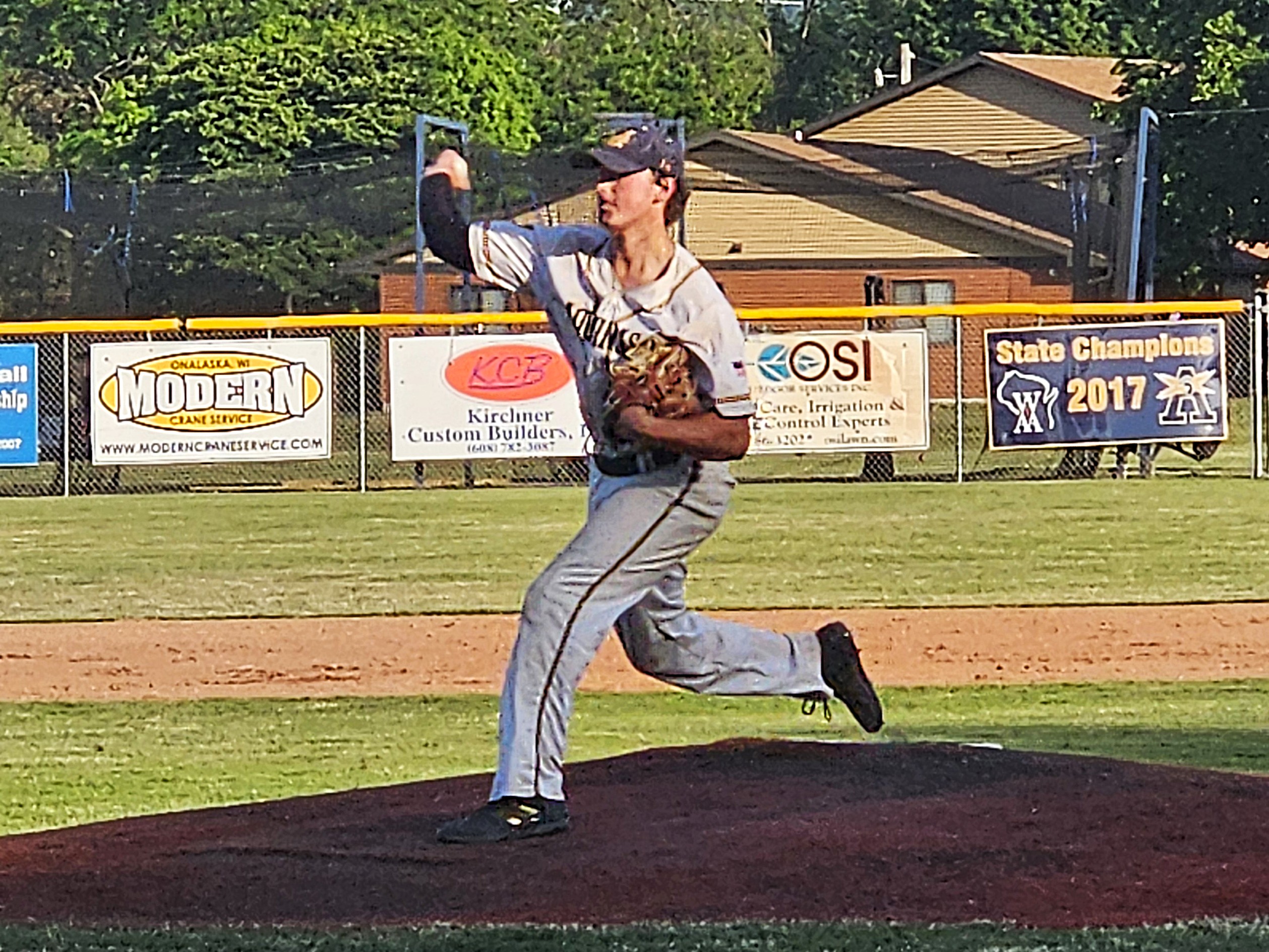 Aquinas senior Aedan David pitches during a one-hit shutout against Mosinee in a WIAA Division 2 regional final on Wedmnesday. -- TODD SOMMERFELDT PHOTO