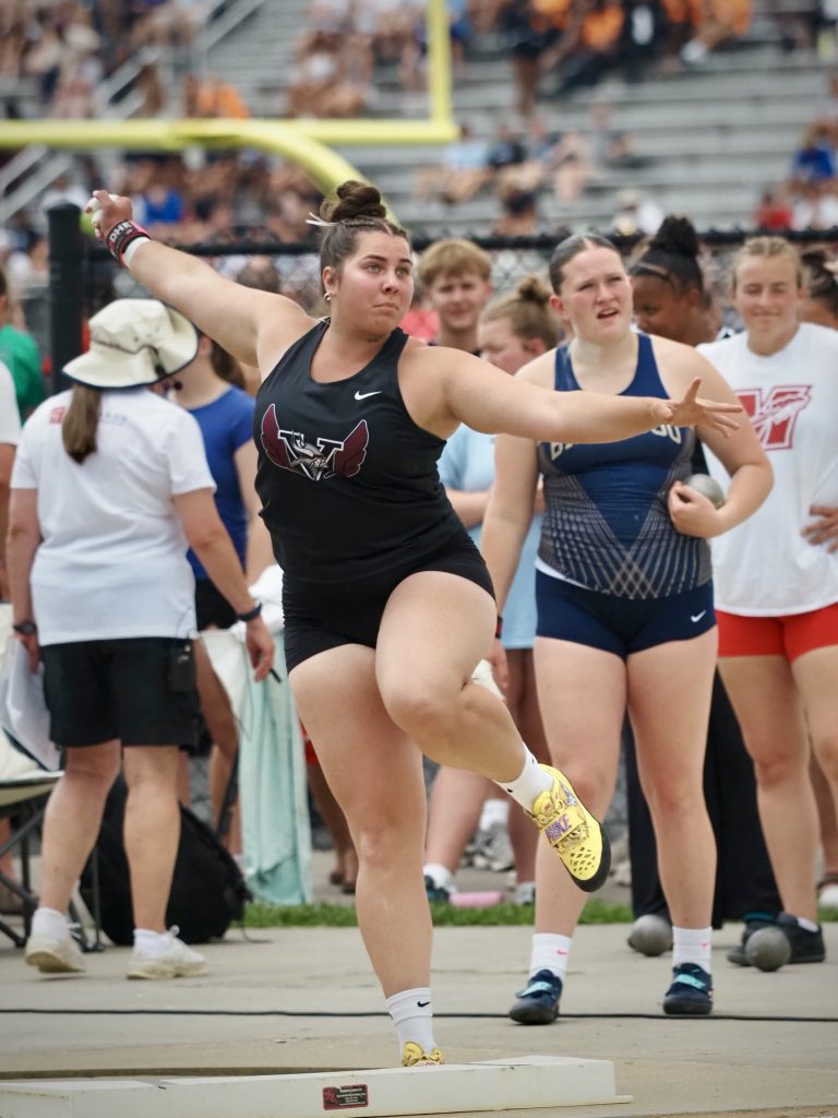 Holmen senior Brenna Schmidt placed sixth in the Division 1 shot put at the WIAA state track and field meet on Friday. -- TARA WALTERS PHOTO
