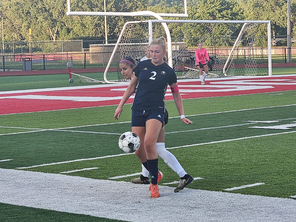 Aquinas senior Hayden Zehren controls the ball during Thursday's WIAA Division 4 sectional semifinal soccer game against Lodi. -- TODD SOMMERFELDT PHOTO
